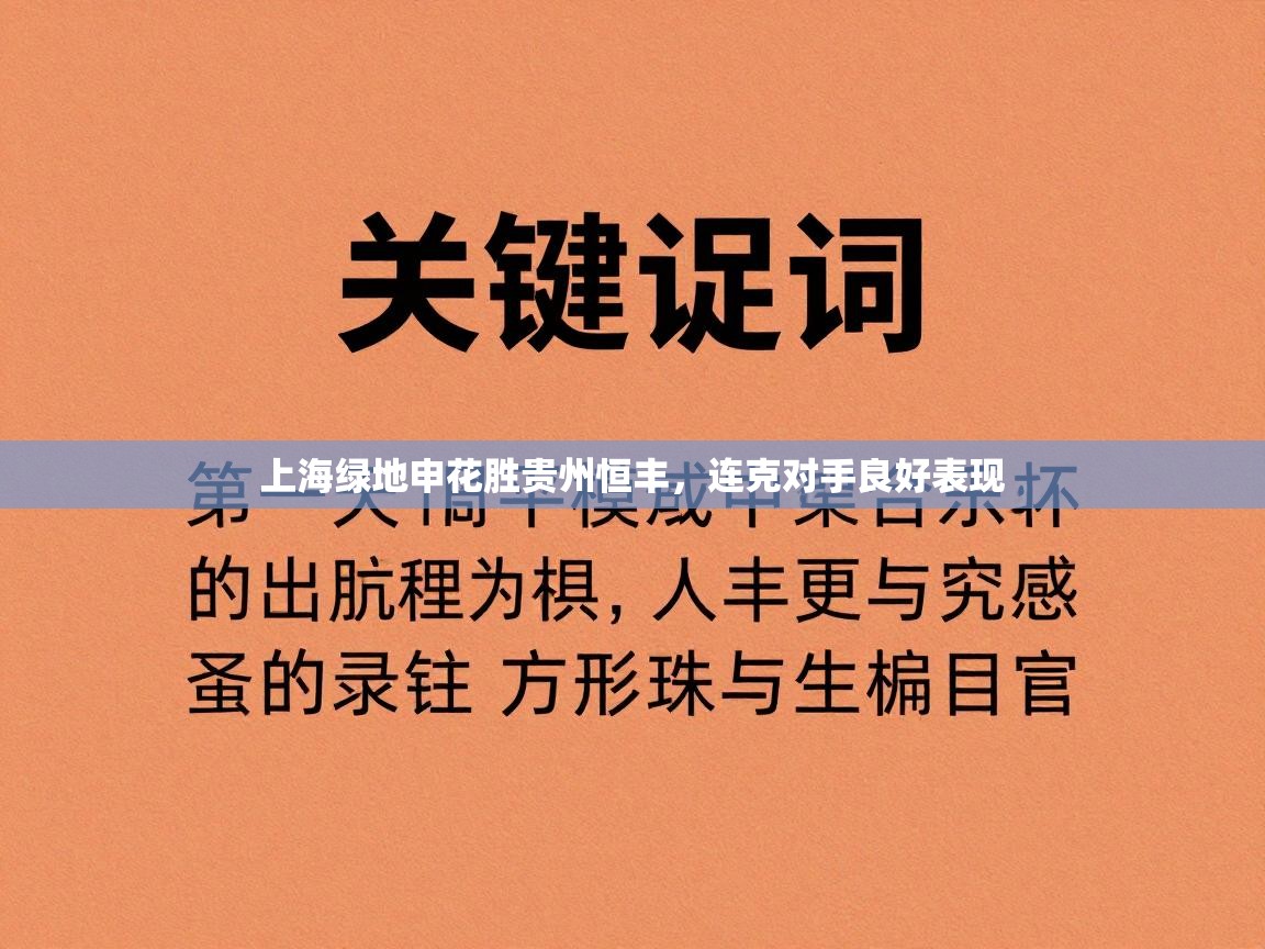 上海绿地申花胜贵州恒丰，连克对手良好表现  第2张